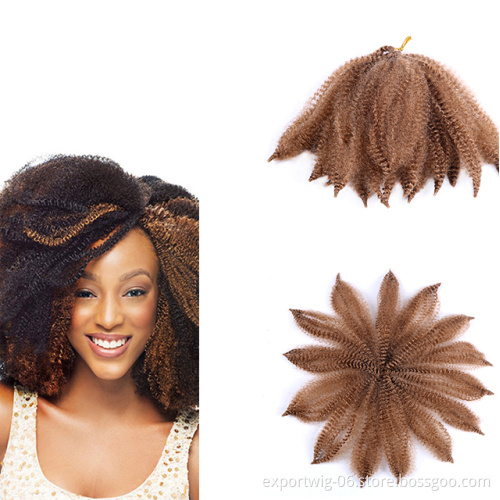 8 inch Afro Kinky Curly Crochet Hair Extension Crochet Braid Synthetic Fiber Hair Braids Marley Hair Twist